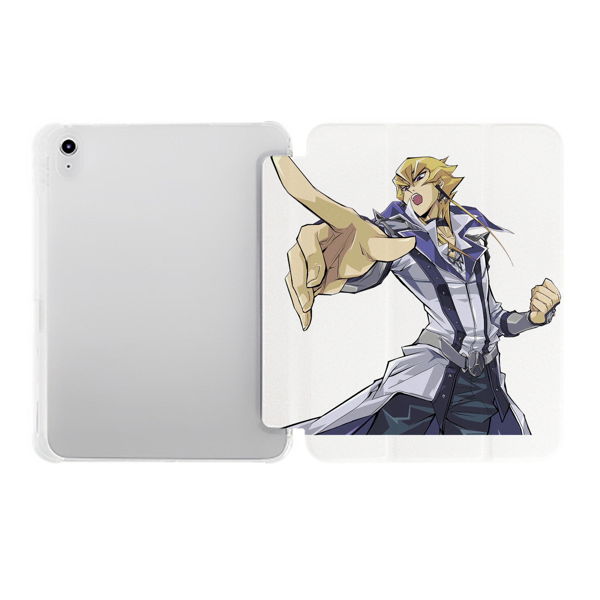 （画像用） 遊☆戯☆王 Yu-Gi-Oh! IPad ケース ペン収納付き 三つ折りスタンド PUレザー×シリコン 対応機種9.5/10.5/10.9インチ